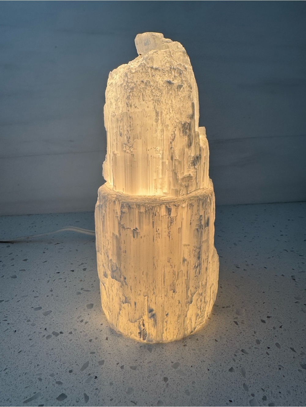 Selenite Crystal Lamp 8”x3”